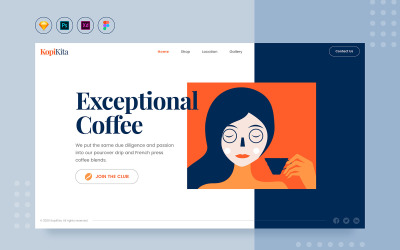 Elementy UI Daily.V29 Coffee Shop Website Landing #109516
