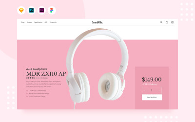 Template Elementi UI #109519 "Daily.V27 Headphone Product Page Template"