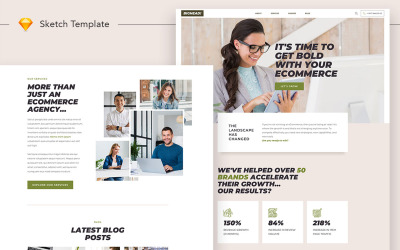 UI-Elemente namens "Bighead Company Landing Page Sketch Template" #109523