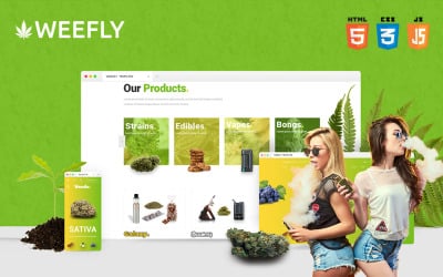 Weefly | Многоцелевой шаблон веб-сайта магазина каннабиса и марихуаны