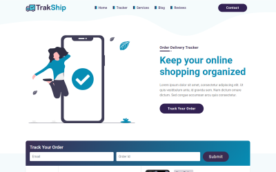 Bootstrap TrakShip | Delivery Tracking Landing Page Template Nyítóoldal sablon 109602