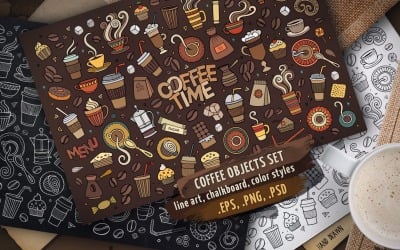 Coffee Objects &amp; Elements Set - Vector Image