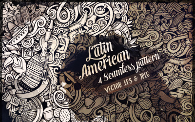 Lateinamerikanische Grafik kritzelt nahtloses Muster