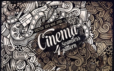 Modello senza cuciture di Doodles di grafica del cinema