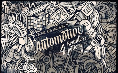 Modello senza cuciture di scarabocchi di grafica automobilistica