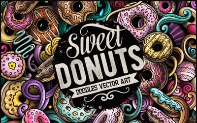 Donuts Vector Doodle - Illustration