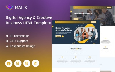 Malik - HTML-Landingpage-Vorlage der Digital Agency