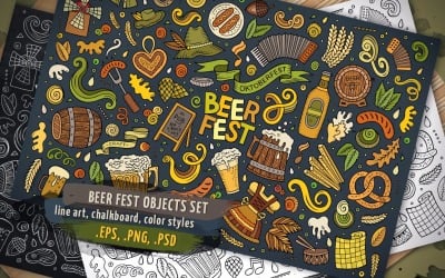 Beer Objects &amp; Elements Set - Vector Image