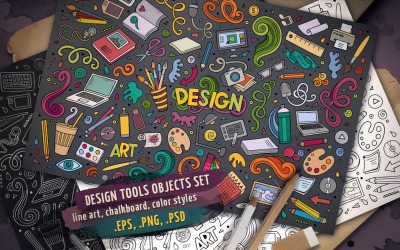 Design Tools Objects &amp; Elements Set - Vector Image