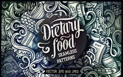 Dieet voedsel Graphics Doodles naadloze patroon