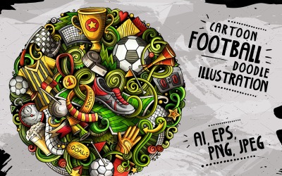Doodle de desenhos animados Futebol - Ilustração