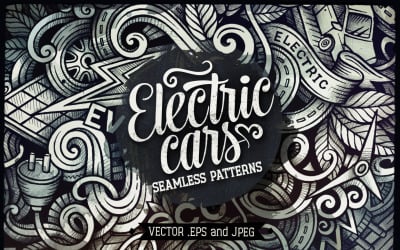 Elektrische auto&amp;#39;s Graphics Doodles naadloze patroon