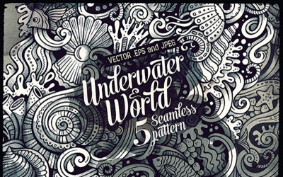 Grafica subacquea Doodles Seamless Pattern