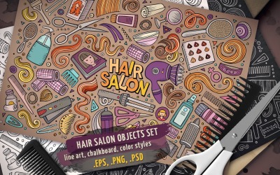 Hair Salon Objects &amp; Elements Set - Vector Image