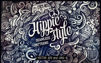 Hippie Graphics Doodles Nahtloses Muster