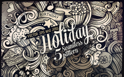 Holiday grafik klotter sömlösa mönster