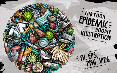 Kreslený kulatá epidemie - ilustrace