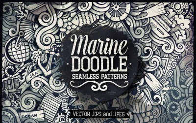 Marine Graphics Doodles nahtloses Muster