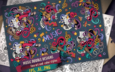 Musical Doodles Designs Set - Vorlage für Unternehmensidentität