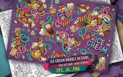 Набор рисунков мороженого - шаблон фирменного стиля