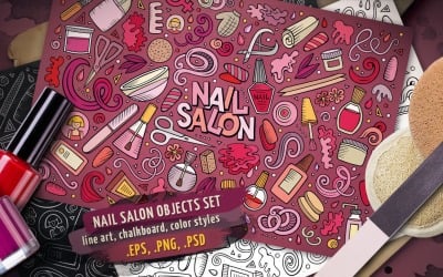 Nail Salon Objects &amp; Elements Set - Vector Image