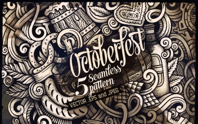 Oktoberfest grafikleri Dikişsiz desen doodles