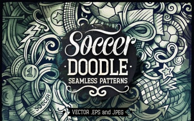 Soccer Graphics Doodles Seamless Pattern