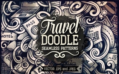 Utazási grafika Doodles varrat nélküli mintát