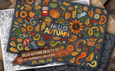 Autumn Objects &amp; Symbols Set - Vector Image
