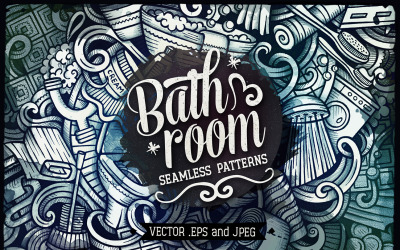 Bathroom Graphics Doodles Seamless Pattern