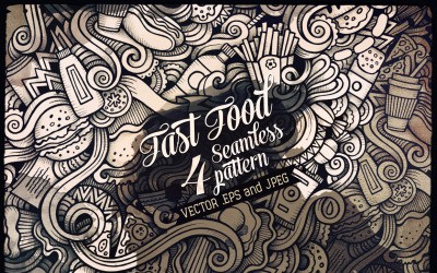 Fast Food Graphics Doodles naadloze patroon