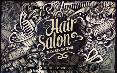 Hairstyle Graphics Doodles Seamless Pattern