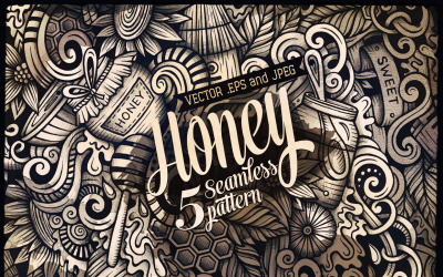 Honey Graphics Doodles Nahtloses Muster