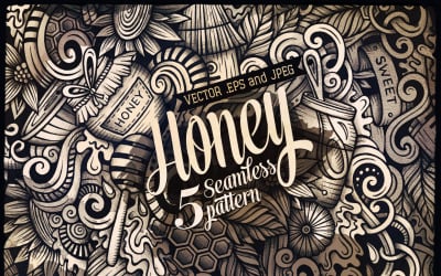 Honey Graphics Doodles Seamless Pattern