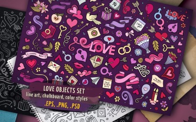 ♥ Love Objects &amp;amp; Symbols Set - Vector Image