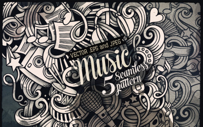 ♬ Muziekafbeeldingen Doodles Naadloos patroon