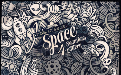 Space Graphics Doodles naadloze patroon
