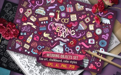 ♥ Wedding Objects &amp;amp; Symbols Set - Vector Image