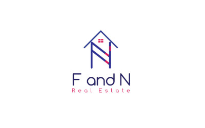 Písmeno F + N nemovitostí Logo šablona
