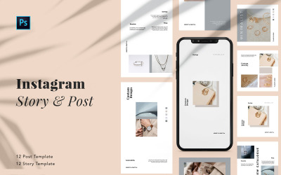 Minimalist Business Instagram Post &amp; Stories PSD Social Media Template