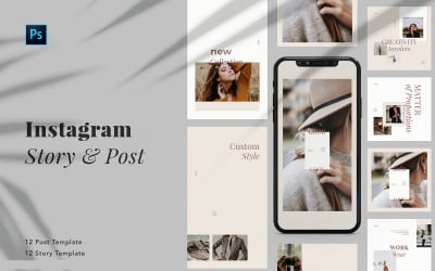 Minimalist Fashion Instagram Post &amp; Story PSD Social Media Template