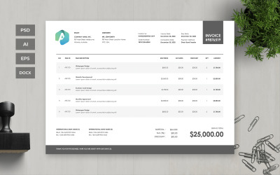 Professional and Clean Invoice - Corporate Identity Template