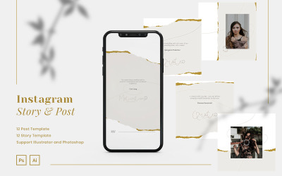 Quote Collection Instagram Post &amp; Story Template for Social Media