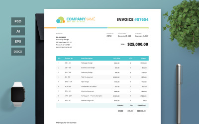 Professional and Clean Invoice - Corporate Identity Template