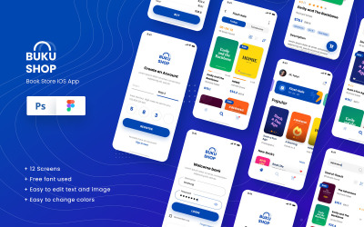 "BukuShop - Book Store iOS App Design Template" UI Elementen №110381