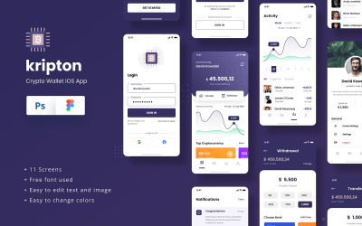 Crypto Wallet iOS App UI Szablon Figma i PSD