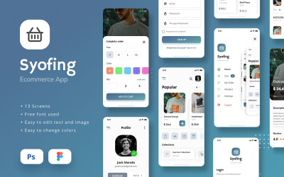 Modèle Figma et PSD de l'interface utilisateur de l'application iOS de commerce électronique