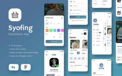 E-handel iOS App UI Figma och PSD-mall