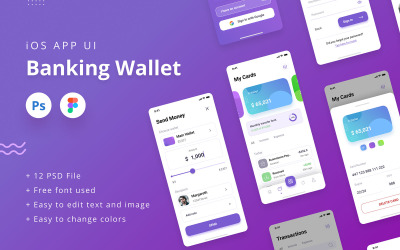 Elementy UI Banking Wallet iOS App UI PSD & Figma #110368