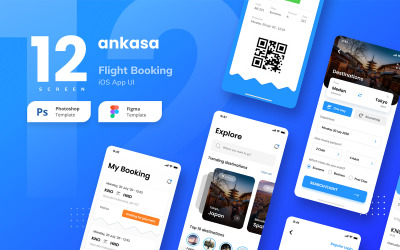 Elementy UI Flight Booking iOS App UI Figma and PSD #110367